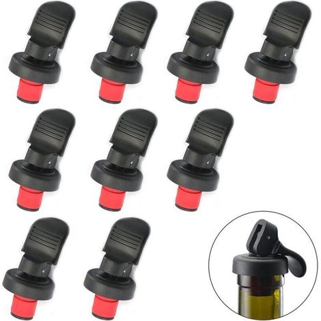 Flaschenverschluss mit Hebel, luftdicht, hermetisch, wiederverwendbarer Flaschenverschluss mit Expansionsverschluss für Wein und Bier, 9 Stück (Schwarz) - Crezuo (1/4)