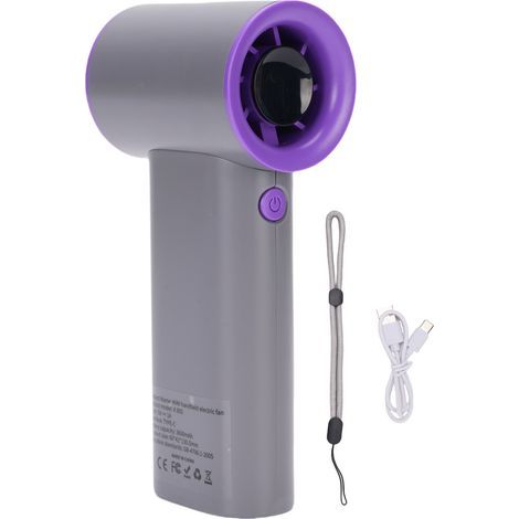High-Speed Portable Fan with Digital Display, Infinitely Adjustable Speed, and USB Rechargeable Battery – Gray (1/5)