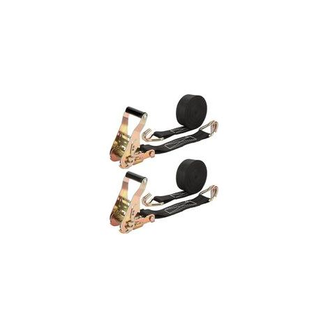 Lot de 2 Sangle a Cliquet 6M×40MM Sangle D'arrimage à Cliquet 2000 kg Sangle à Cliquet avec Crochet en Polyester Sangles à Cliquer Noir pour Moto, Remorque, Voiture, Camion (1/5)