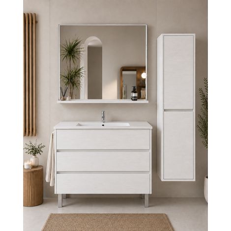 Meuble de salle de bain avec vasque ORIGENBATH IMPERIA sans miroir 50x40 cm blanc nordique avec colonne (1/5)
