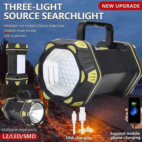 Lampe torche tactique LED ultra-lumineuse, étanche, 8 modes d'éclairage, batterie 18650 rechargeable par USB, lampe de travail portable. (1/5)