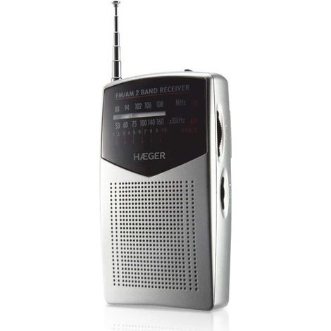 HAEGER Pocket - Radio portable avec antenne télescopique de 29 cm, indicateur LED de Fonctionnement, connexion de Prise pour casque d'écoute (1/3)