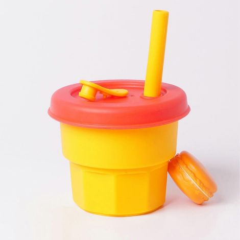 Wasserflasche für Kinder mit Strohhalm, Cartoon-Design, auslaufsicherer, tragbarer Silikonbecher für Mädchen, Jungen und Babys (1/5)