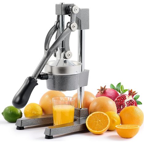 Presse Agrumes Manuel Silencieux en Acier Inoxydable de Qualité Alimentaire Broyeur Jus Presse Orange Lime Citron Pommes Fruit, Gris (1/5)