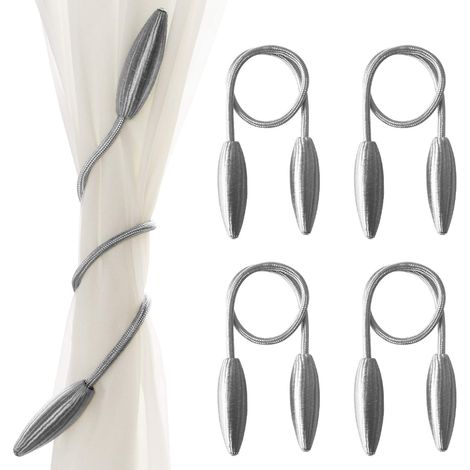 4 Pcs DIY Twist Rideau Embrasse Clips Creative Décoratif Fenêtre Drapé Twist Embrasse Dos Draperies Retenue (Gris) (1/5)