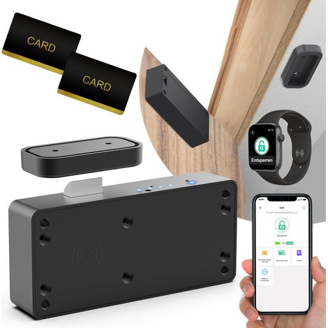 Serrure de tiroir intelligente, serrure électronique pour armoire avec application NFC Serrure de boîte aux lettres, sécurité enfant pour armoire, tiroir, boîte, casier, boîte aux lettres (1/5)