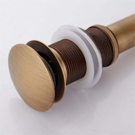 Bonde évier et lavabo Pop-up Rétro Bouchon Bonde de Lavabo Vidange Clic-clac sans Trop-Plein en Laiton Bronzé Universel Valve Draineur d’Evier Vasque Siphon sans Trou de Débordement Poli- sans Trop-Pl (1/4)