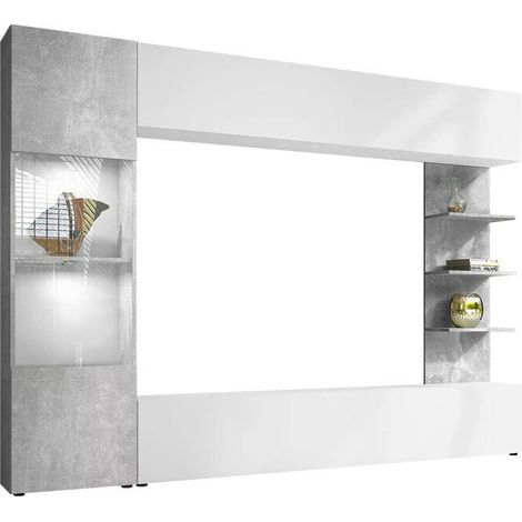 Conjunto de salón Comfivo 210, Blanco + Hormigón (1/4)