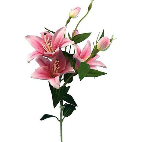 Branche de lys artificiels éclatants (6 têtes/branche) pour Pâques, décoration pour la maison, les mariages et les fêtesrose (1/5)