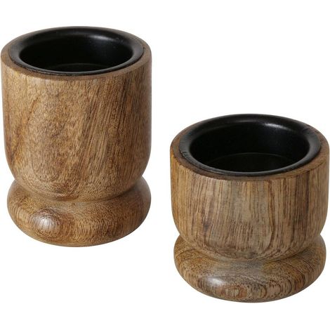 Kerzenhalter aus Holz NUMLI, Mangoholz, 2er-Set