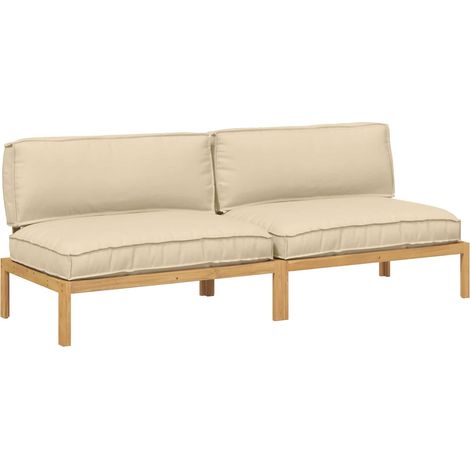 Set di divani Beige 240 x 92 x 69 cm Legno di Acacia Massello vidaXL (1/5)