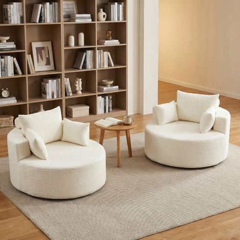 Fauteuil chenille sans montage avec coussin beige OKMYHOME (1/5)