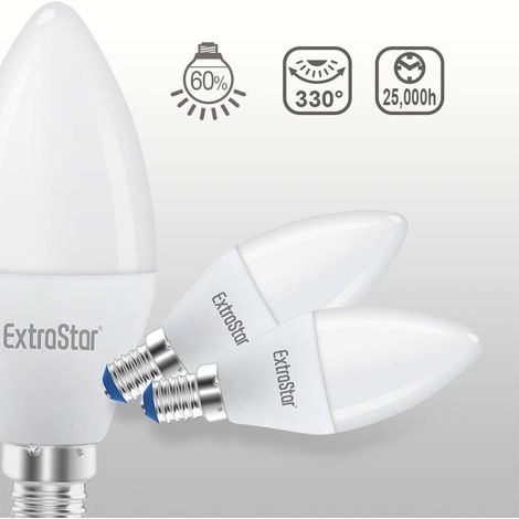 2 PZ Lampada A Led, Lampadina E14 C37 8W 720 Lumen, Disponibili 3000K 4200K 6500K (Bianco Caldo 3000K)