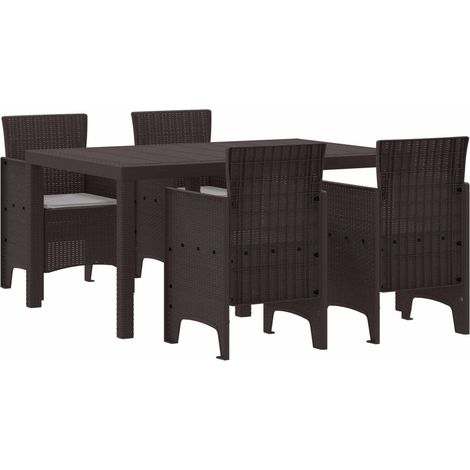 Garten Essgruppe 5 pcs Braun Polt Rattan
