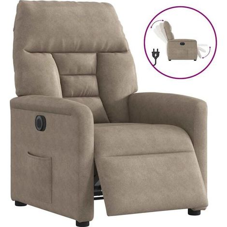 Fauteuil Inclinable Électrique en Tissu Microfibre Taupe (1/5)