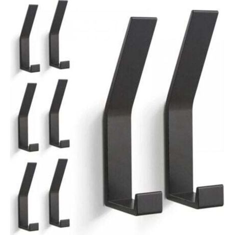 8 Piece Hanger, Wall Hanger (Invisible Screw), Modern Hooks for Clothes, Scarves, etc. (Black)