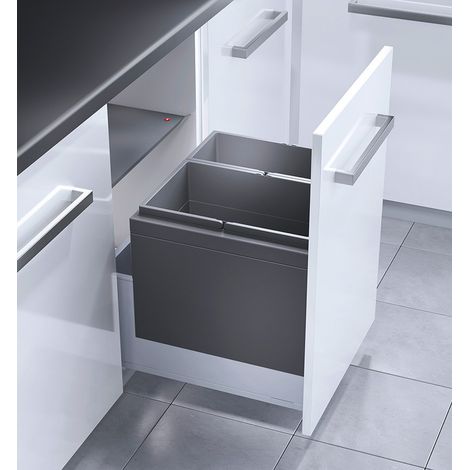 Hailo – Poubelle encastrable sous évier 46L – 2 bacs amovibles 18L/28L – Intégration dans meuble coulissant 50cm – Réduction des odeurs