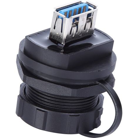 Connector USB waterproof, Contact in copper, insulation PA66, Double cover dustproof female USB3.0 (1/5)
