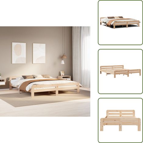 vidaXL Cadre de lit sans matelas 200x200 cm bois massif de pin (1/5)
