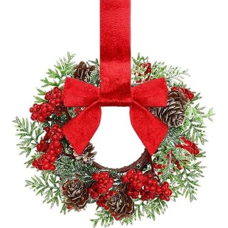 Couronne pour Placard Guirlande Artificielle Rouge  Couronnes Pour Armoires Design Nœuds Ruban Pour Garde-robe Fenêtre Fêtes Intérieur Extérieur Mur Hiver Mariage (1/5)