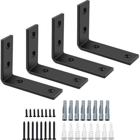 4 Pièces Équerre Murale, Acier 5MM, Charge Lourde 50KG, Support Étagère 90°, Pour Cuisine Salon Chambre (1/5)