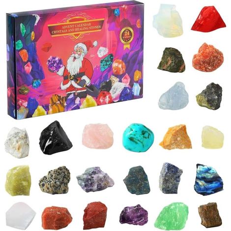 Calendrier de l'Avent de collection de roches, calendrier de l'Avent de pierres précieuses, cadeau scientifique de Noël pour les cadeaux de fête de Noël (1/5)
