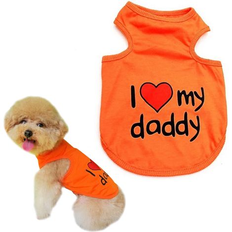 Gilet Pour Chien - Impression I Love My Mommy - Vêtement D'Été Souple - Taille S Orange (1/5)