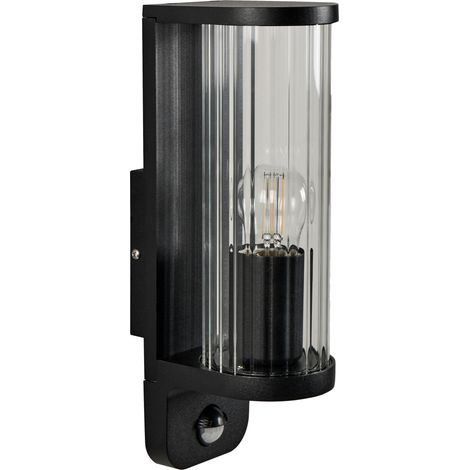Lámpara de pared exterior estilo moderno con sensor de movimiento de aluminio negro Mossat (1/5)