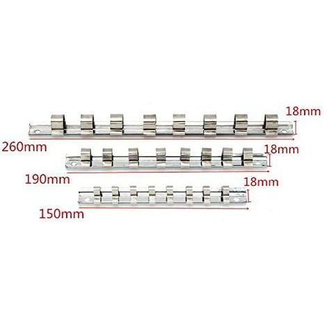 Support rail bac rangeaux acier carbone 8 porte-embouts organisateur outils établi murale 1/4"