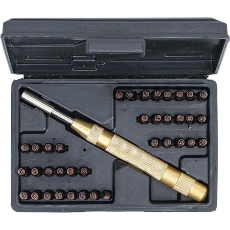 Pointeau automatique pour marquage – Lettres et chiffres 4 mm – Tampon en laiton – Force de percussion réglable – Compatible bois et métal