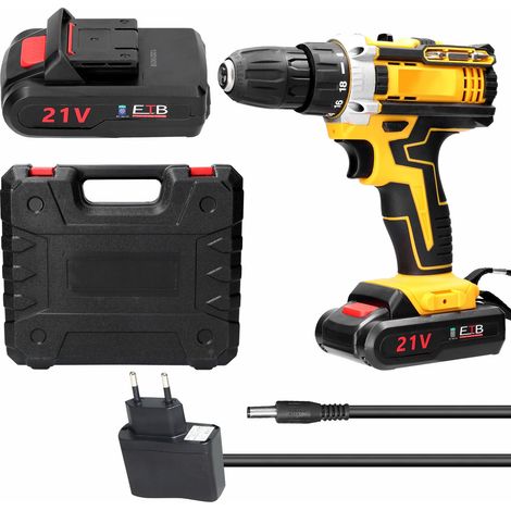 Perceuse Visseuse Sans Fil 21V, 18 Couple, 2 Vitesses, LED, 2 Batteries 1200mAh, Pour Meubles Bricolage (1/5)