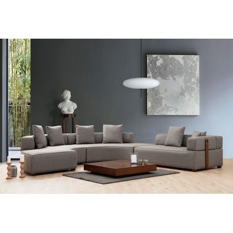 Ecksofa rund rechts Gondol Grau