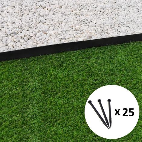 Borde de jardín recto negro - 4,5 cm x 5 metros con 25 estacas de anclaje (1/4)