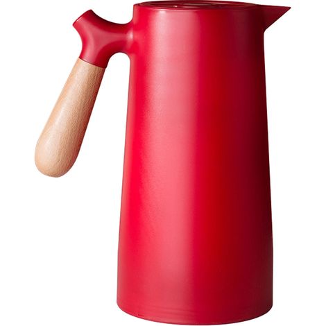 Bouilloire isotherme sous vide pour thé, eau et café, revêtement en verre multicouche, rouge, 1 L, idéale pour la maison et le camping. (1/5)