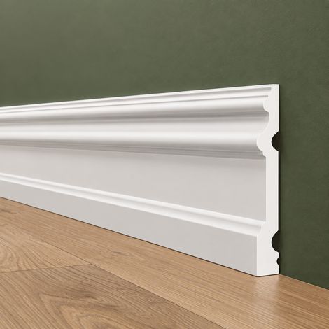 pacco da 112ML di Battiscopa RESISTO in polimeri extracompatti mod. MAGNIFICO Bianco mis. 120x15mm