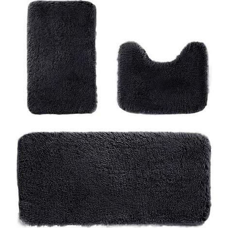 Juego de 3 alfombrillas de baño, funda de asiento ampliada, antideslizante, estampado de oruga, para baño. (1/5)