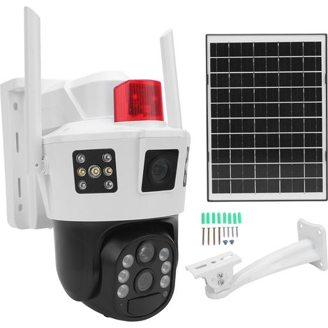 Ortviai Caméra de Sécurité Solaire Extérieure Sans Fil avec Double Objectif, Détection de Mouvement PIR et Connexion 4G/WiFi
