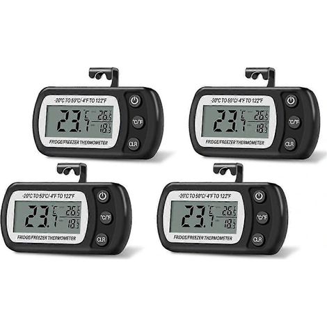 Filiyano – support pour cuisine – Thermomètre numérique combiné réfrigérateur-congélateur (lot de 4) avec grand écran LCD et support pour cuisine. (1/5)