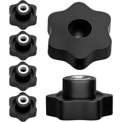 Lot de 6 écrous à poignée étoile M8, vis moletée diamètre extérieur 48 mm, écrou à ailettes M8, écrou de poignée en étoile filetage intérieur, écrous à poignée moletée pour meubles mécaniques (1/5)