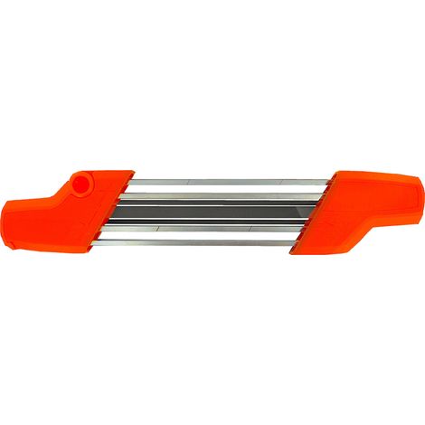 Afiladora Manual Multi-limas Ozaki. Incluye 2 limas redondas de ø: 5,5 mm y 1 lima cuadrada de 9x6 mm.