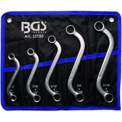 BGS S-Form Doppel-Ringschlüssel-Satz Zollgrößen SW 3/8" - 3/4" 5tlg. - 32150 (1/2)