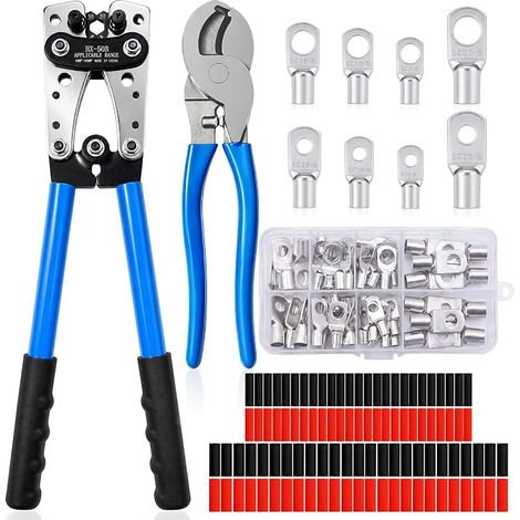 Pince à Sertir Câble Batterie 6-50 mm², Outil Sertissage Cosses Cuivre (1/5)