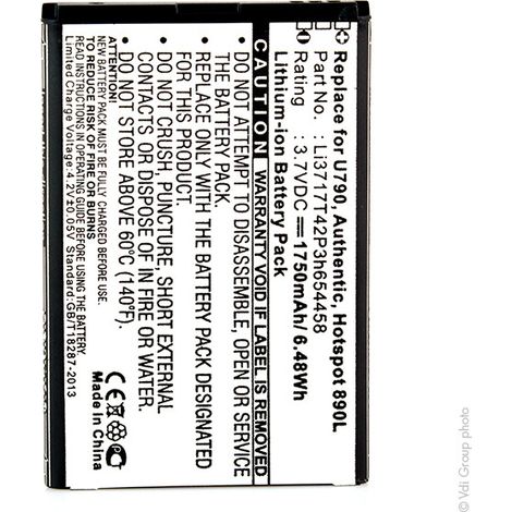 NX - Batterie téléphone, smartphone, GSM pour ZTE 3.7V 1750mAh - LI3717T42P3H654458 (1/3)
