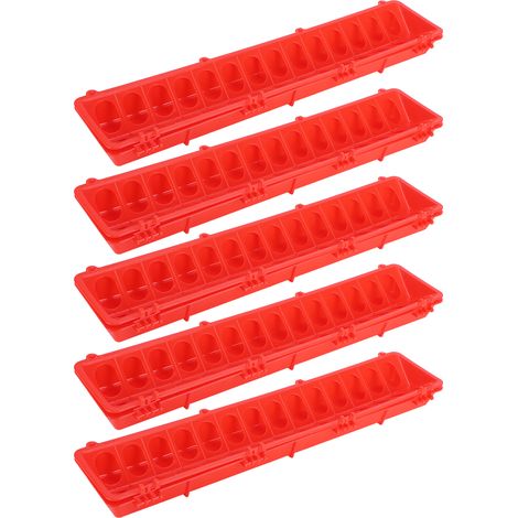 Lot de 5 mangeoires à oiseaux épaisses, suspendues en plastique rouge, pour l'extérieur, pour pigeons. Accessoire pour cage. (1/5)