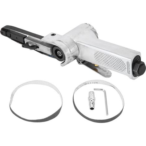 SJLERST 1/4 Po Ponceuse à Bande d'Air, 16000rpm Outil de Polissage Pneumatique avec Ponceuse à Bande à Air Industrielle et Courroies avec 360 Degrés de Rotation(10  330mm)
