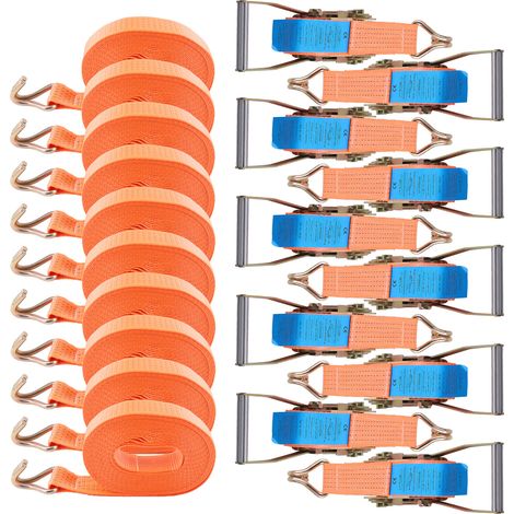 10× Heavy Duty Ratchet Tie Down Straps 50mm 10M Lashing Cargo Luggage 5ton (1/5)