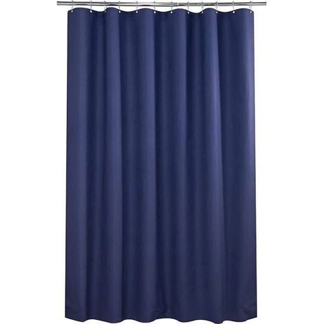 Petit Rideau de Douche d'Angle 36x72 Pouces (91x183cm) - Bleu Marine Demi-Taille - Tissu Étroit pour Décoration Salle de Bain - avec Crochets