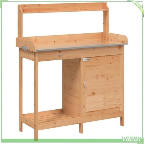 Table de rempotage - FAFEICY - 156344 - Bois massif sapin - Dessus zingué - 110,5x45x124,5 cm (1/5)
