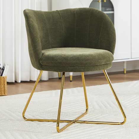 Wahson Sillones relax en Chenilla, Decorativo Sillón con Patas Cruzadas Doradas, Moderno y Elegante Sillón para Dormitorio y Salón, Verde (1/5)