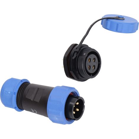 Connecteur Étanche Aviation 4 Pôles Mâle-Femelle pour Alimentation Secteur ABS (1/5)